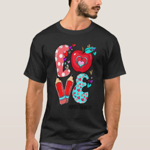 LOVE Spanic Teacher Life Leopard Heart Valentine's T-Shirt