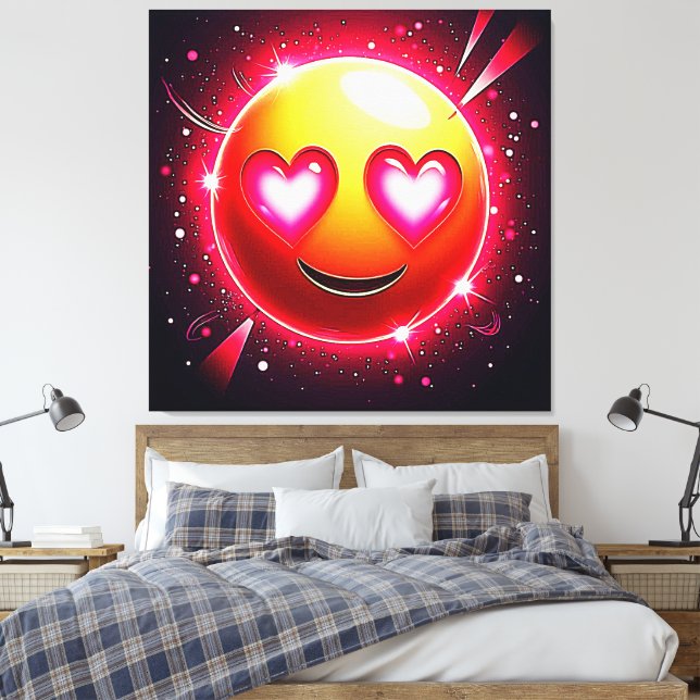Love Sparkle Emoji Hearts Canvas Print (Insitu(Bedroom))