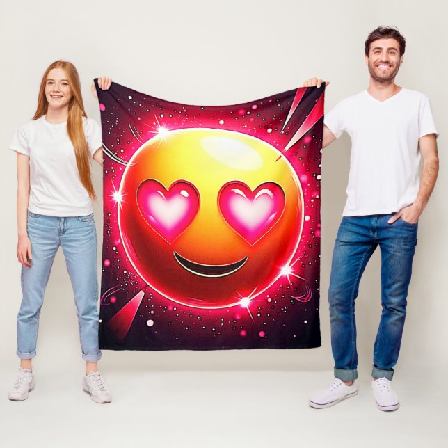 Love Sparkle Emoji Hearts Fleece Blanket (In Situ)