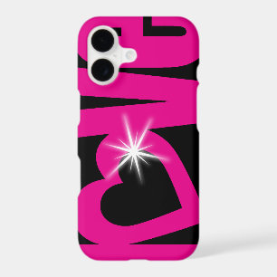 Love sparkle pink & black text  iPhone 17 case