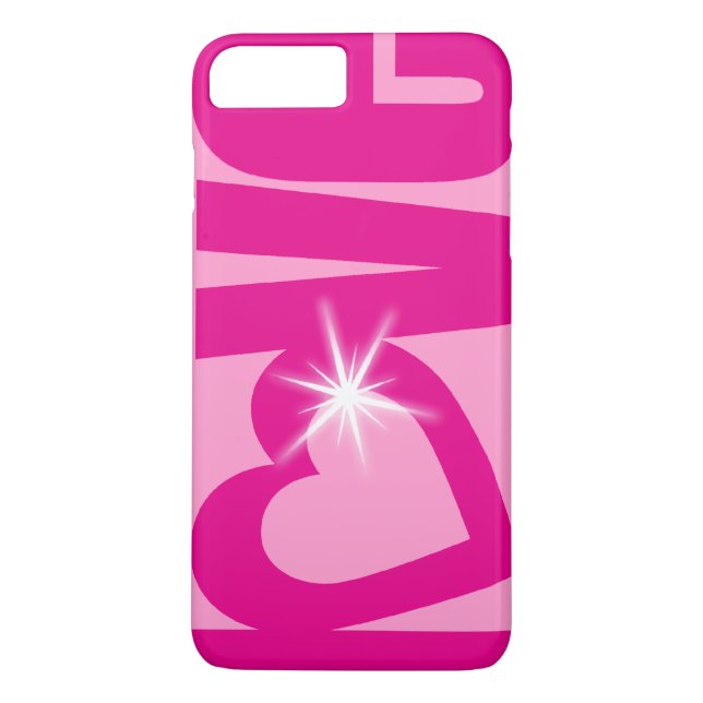 Love sparkle pink typographic heart case (Back)