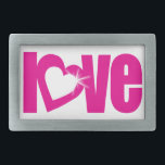 "love" sparkle white pink heart text belt buckle<br><div class="desc">Slogan love buckle uniquely designed by Sarah Trett.</div>