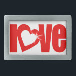"love" sparkle white red heart text belt buckle<br><div class="desc">Slogan love buckle uniquely designed by Sarah Trett.</div>