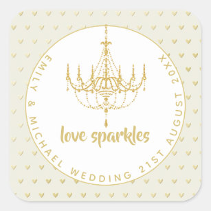 Love Sparkles Wedding Chandelier Bridal Shower Fav Square Sticker