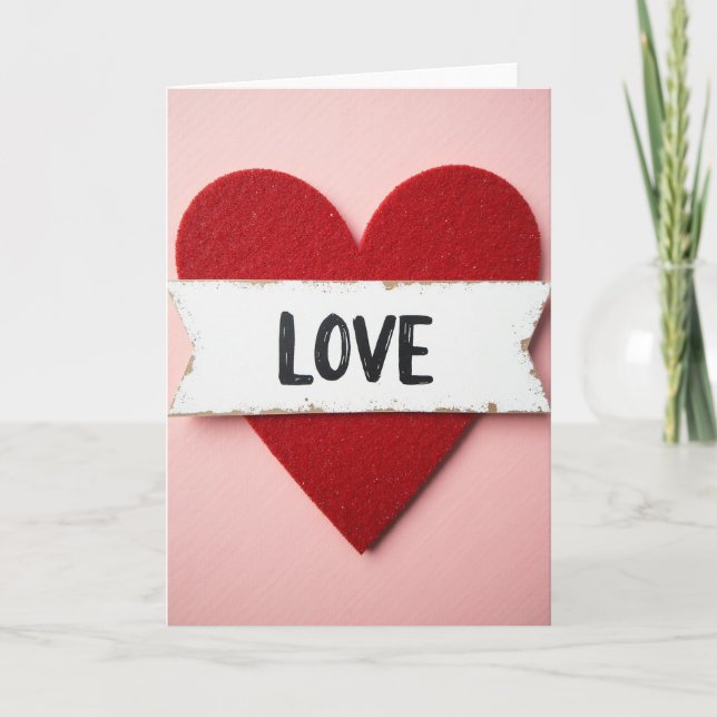 Love Sparkling Red Heart Card (Front)