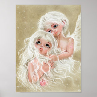 Love spell cute boy girl cherub angel couple Poste Poster
