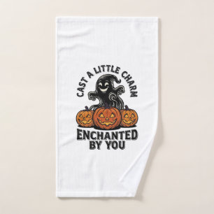 Love Spell Ghost Vintage Halloween Pumpkin Art_1 Hand Towel