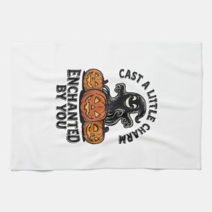 Love Spell Ghost Vintage Halloween Pumpkin Art_1 Kitchen Towel