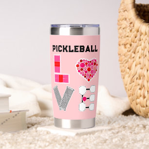 Love Spelled with Pickleballs Courts Net Paddles Insulated Tumbler