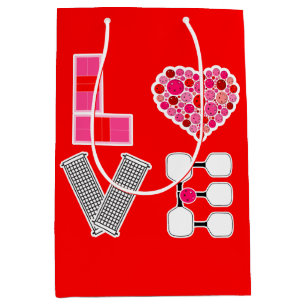 Love Spelled with Pickleballs Courts Net Paddles Medium Gift Bag