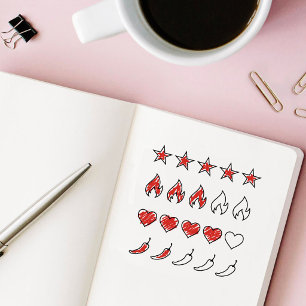 Love Spice Fire Stars Rating Book Wooden Rubber Stamp