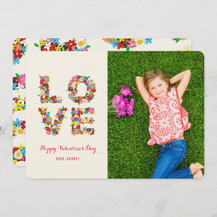LOVE Spring Flowers Garden Valentine's Day Photo Holiday Card