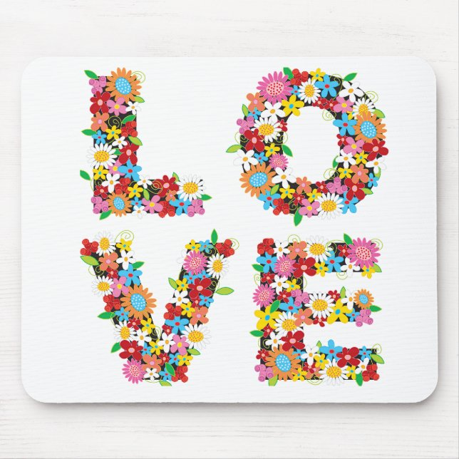 LOVE Spring Flowers Mousepad (Front)
