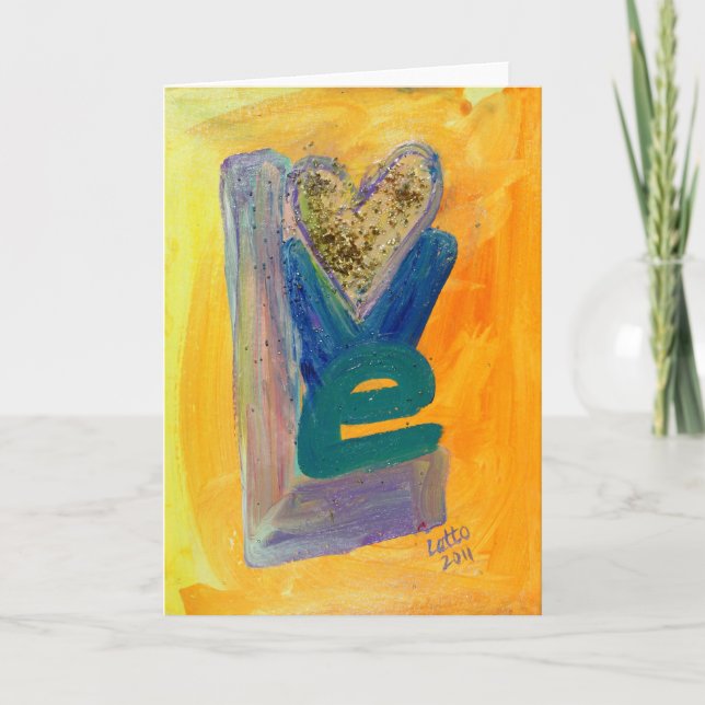 Love Spring Stack Glitter Note or Greeting Card (Front)