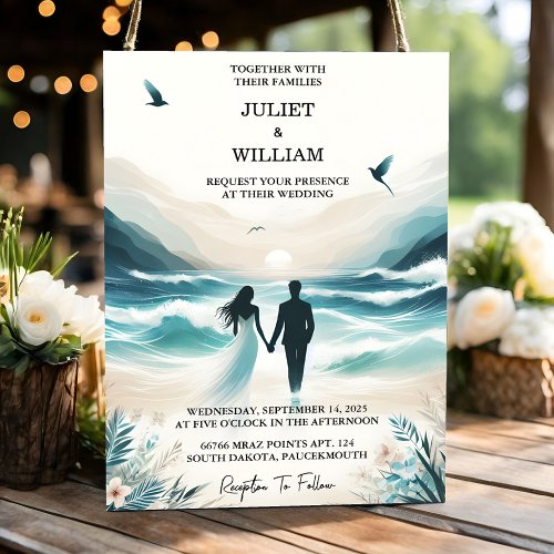 Love Spring Summer Ocean Beach Destination Wedding Invitation