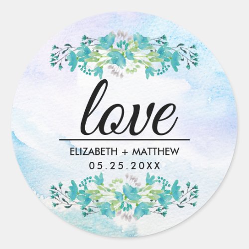Love Spring Wildflowers Wedding Stickers