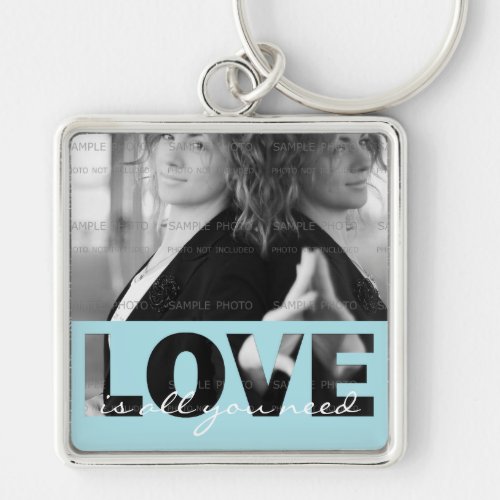 Love Square Metal Photo Keychain Large  Cut Out