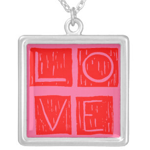 LOVE Square Silver Plated Necklace