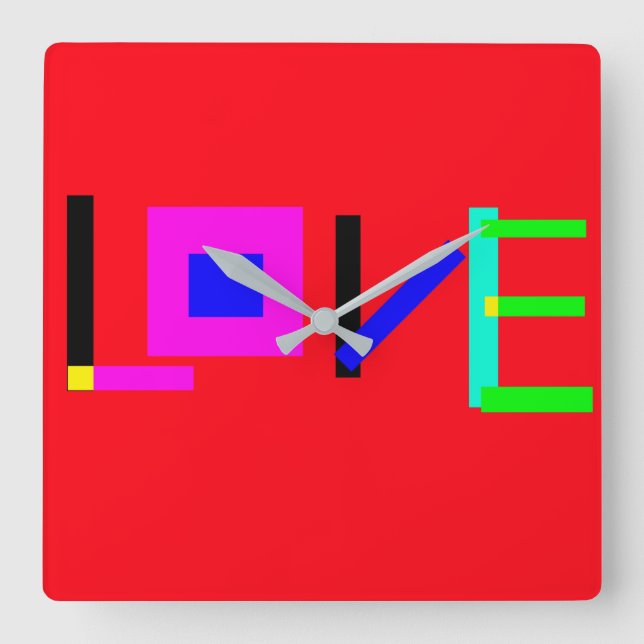 Love Square Wall Clock (Front)