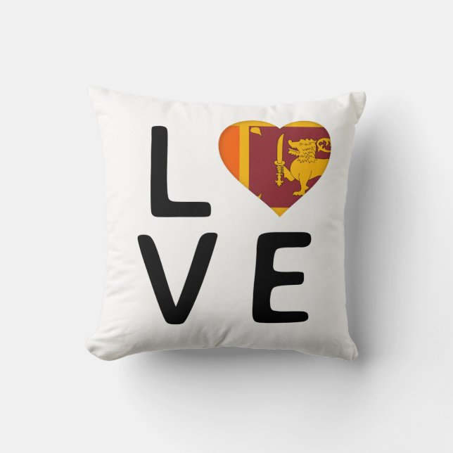 Love - Sri Lanka Flag Throw Pillow (Front)