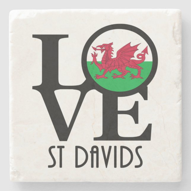 LOVE St Davids Wales Stone Coaster (Front)