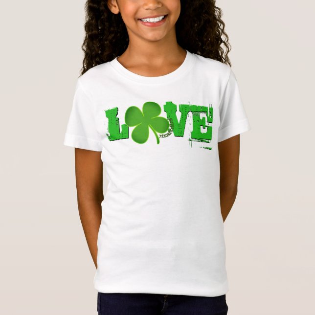Love St. Patricks Day Girls Top Paddy Shirt Lucky (Front)
