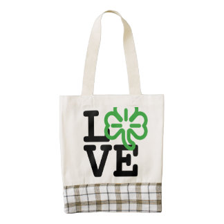 Love St Patricks Day Green Shamrock Irish Clover Zazzle HEART Tote Bag