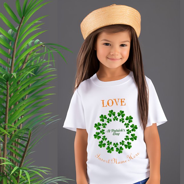 Love St Patrick's Day Shamrock Circle Personalized T-Shirt (Creator Uploaded)