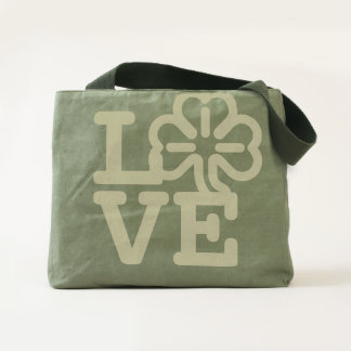 Love St Patricks Day Shamrock Irish Clover Green Tote