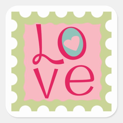 Love Stamp Square Sticker