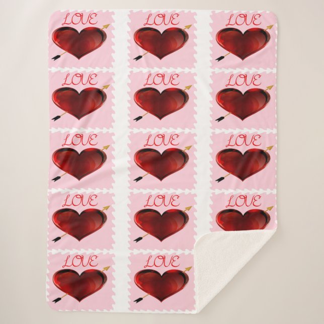 Love Stamps Sherpa Blanket (Front)
