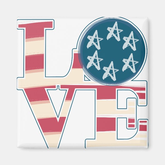 LOVE Stars and Stripes Magnet (Front)