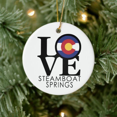 LOVE steamboat Springs Colorado Ceramic Ornament