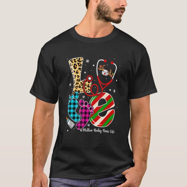 LOVE Stethoscope Footprint Mother Baby Nurse Life T-Shirt (Front)