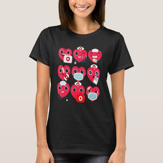 Love Stethoscope Heart Nurse Happy Valentines Day T-Shirt (Front)