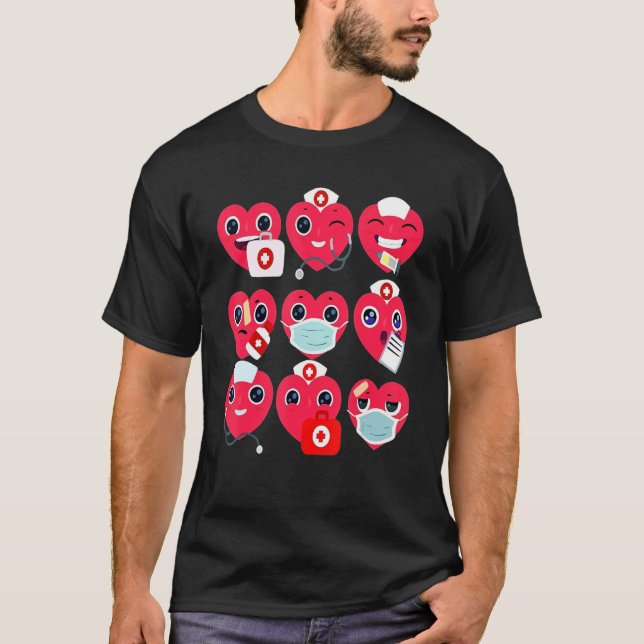 Love Stethoscope Heart Nurse Happy Valentines Day T-Shirt (Front)