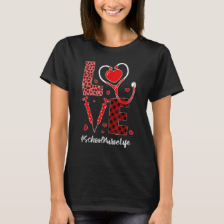 Love Stethoscope Heart School Nurse Valentines Day T-Shirt