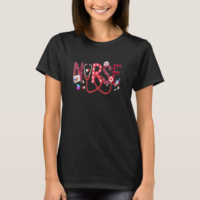 LOVE Stethoscope Nurse Life Valentine Day 2023 Wom T-Shirt (Front)