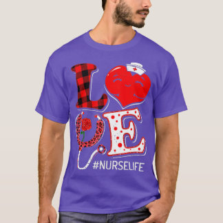LOVE Stethoscope Nurse Life Valentine Day Leopard T-Shirt