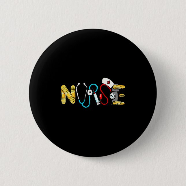 Love Stethoscope Nurse Life Valentine Day Women  Button (Front)