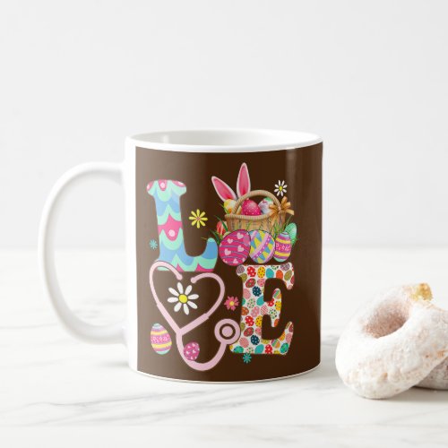 Love Stethoscope Scrub Life Nurse Bunny Easter Coffee Mug