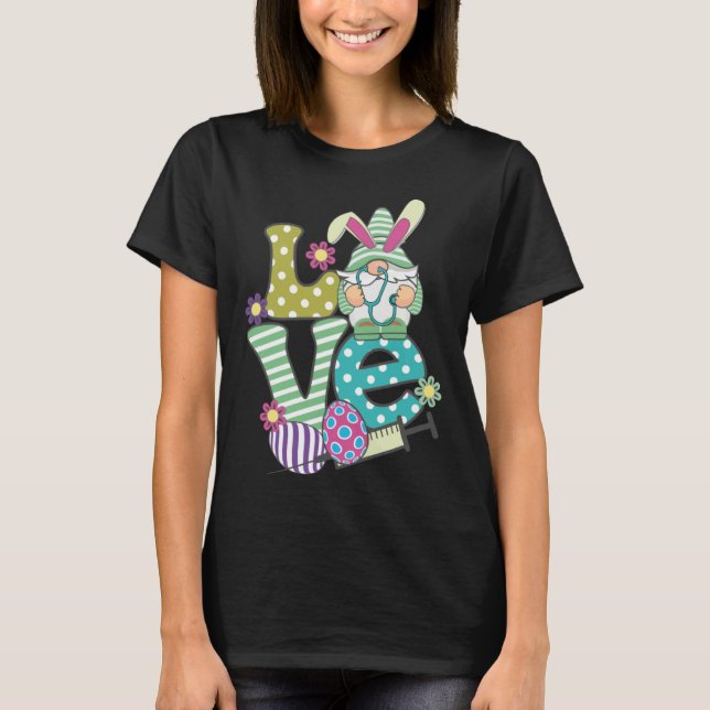 Love Stethoscope Scrub Life Nurse Bunny Easter Day T-Shirt (Front)