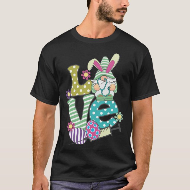 Love Stethoscope Scrub Life Nurse Bunny Easter Day T-Shirt (Front)