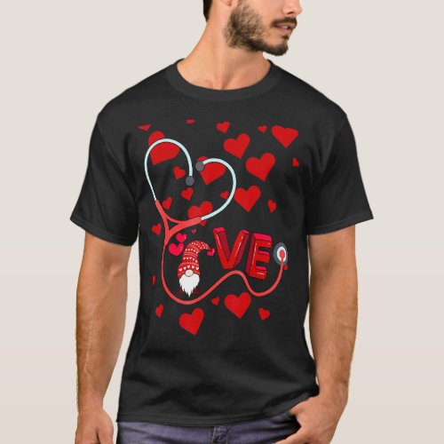 Love Stethoscope Valentine Day 2022 Funny Gnomes N T_Shirt
