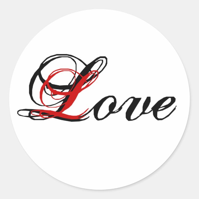 Love Sticker Black Red and White (Front)