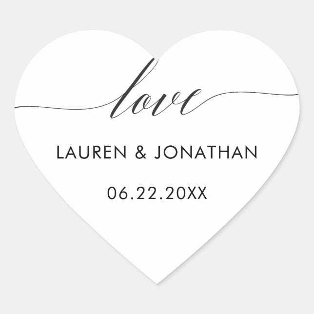 Love Stickers, Wedding Favor Stickers, Wedding Heart Sticker (Front)