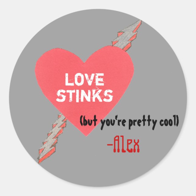 "Love stinks" Valentine Classic Round Sticker (Front)