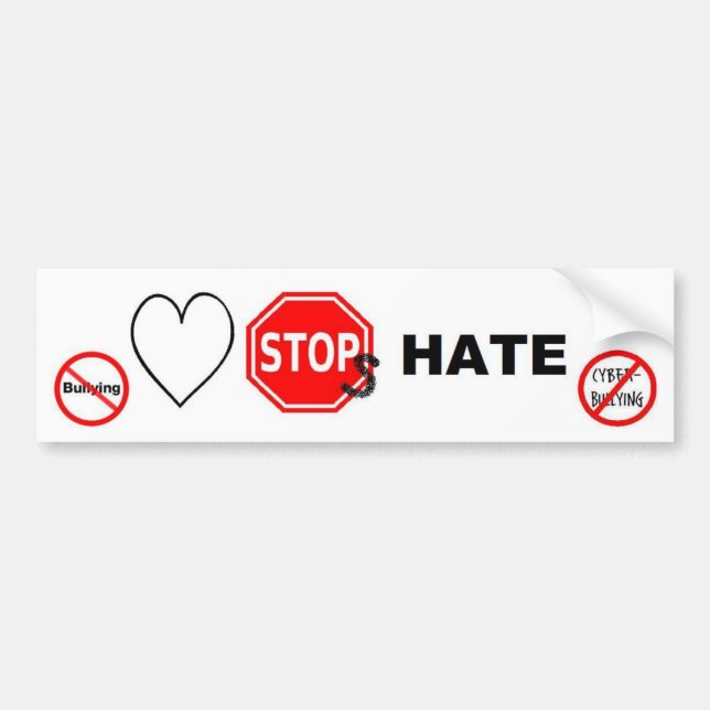 Love Stops Hate Bumper Sticker (Front)