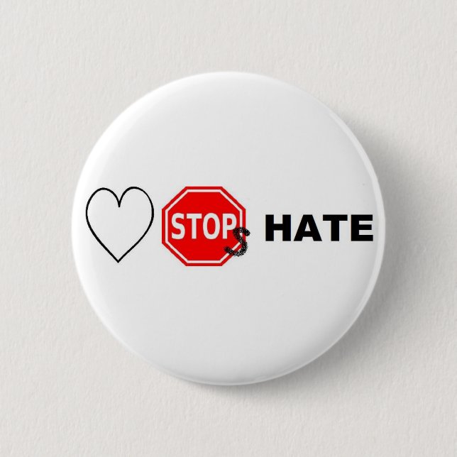 Love Stops hate Pinback Button (Front)