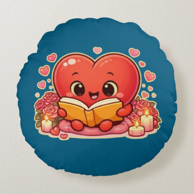 Love Stories Begin Within the Heart Round Pillow (Front)